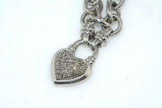 Diamond Heart Lock Pendant Sterling Silver Necklace Toggle Clasp 3