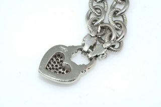 Diamond Heart Lock Pendant Sterling Silver Necklace Toggle Clasp 4