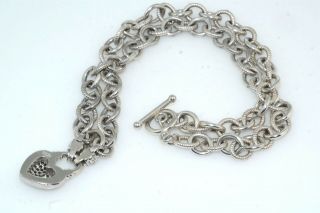 Diamond Heart Lock Pendant Sterling Silver Necklace Toggle Clasp 5