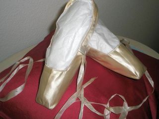 Pair Antique English Regency Silk Shoes With Ribbons Dated 1830