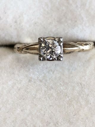 Vintage 14k 18k.  20 Ct Diamond Solitaire Ring Antique Size 6? 150 Yrs Unique