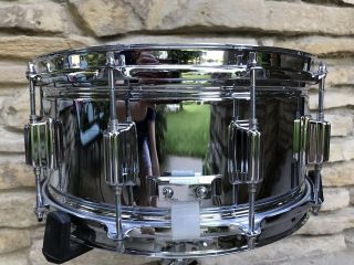 Vintage Rogers Big - R Superten 14x6.  5 Chrome Over Steel Snare Drum 3