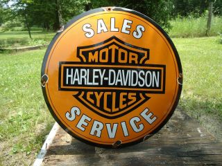 Old Large Vintage Motorcycle Sales - Service Dome Porcelain Dealer Sign