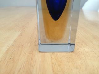 Vintage Murano Sommerso Blue/Amber Block Vase 2