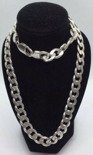 Vintage Sterling Silver 925 Chunky Links Mens Necklace/chain 66g 3