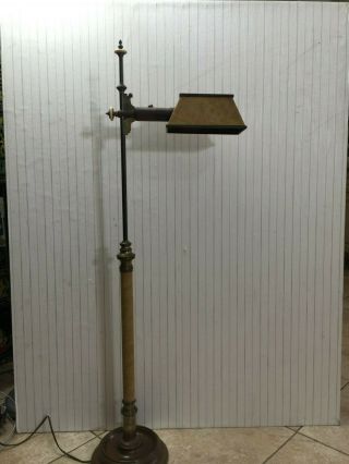 Vintage Chapman Georgian Floor Lamp W/leather Wrapped Stem & Shade,  46 " Tall