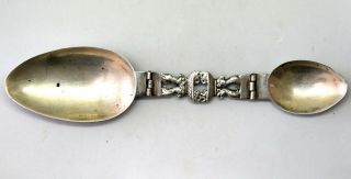 Antique Hand Made Sterling Silver Double Headed Folding Spoons
