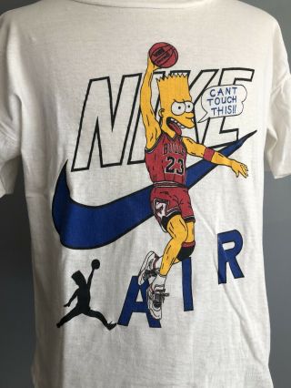 Vtg 90s Single Stitch Nike Air Jordan 23 Bootleg Bart Shirt Large Chicago Bulls