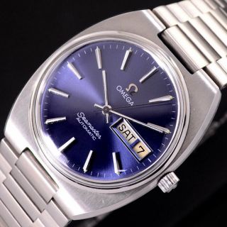 VINTAGE OMEGA SEAMASTER AUTOMATIC BLUE DIAL DAY&DATE DRESS MEN ' S WATCH RARE ITEM 2