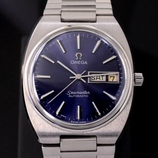 VINTAGE OMEGA SEAMASTER AUTOMATIC BLUE DIAL DAY&DATE DRESS MEN ' S WATCH RARE ITEM 5