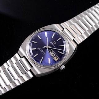 VINTAGE OMEGA SEAMASTER AUTOMATIC BLUE DIAL DAY&DATE DRESS MEN ' S WATCH RARE ITEM 9