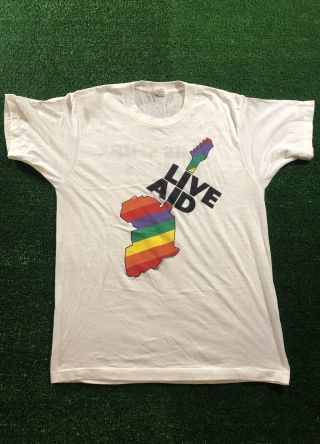 Vintage Rare 1985 Live Aid This Shirt Saves Lives T - Shirt Large Concert Band
