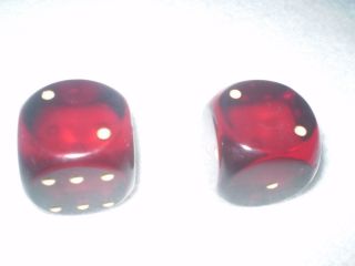 Vintage 2 Large Bakelit Faturan Red Dice 110 g total weight 2