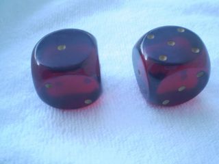 Vintage 2 Large Bakelit Faturan Red Dice 110 g total weight 9