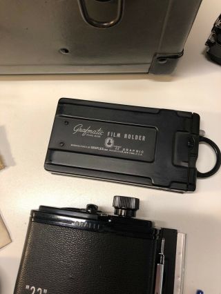 Vintage Graflex Speed Graphic 2x3 Camera Kit w/Case Kodak Ektar 105mm,  More 12