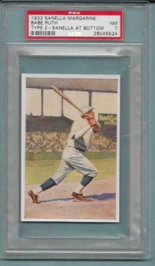 1932 Sanella Babe Ruth Card Rare Type 2,  Psa 7 (nm),  Set Pre Goudey