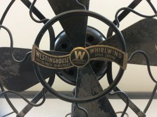 Antique Westinghouse Whirlwind 280598 Electric Fan,  Brass Badge 8 