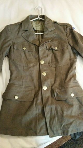 Ww2 Us Army Military Dress Uniform Top Jacket Ike Size 35 R 1940s Patch