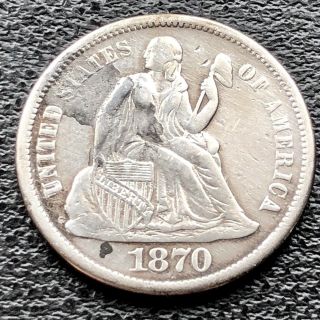 1870 S Seated Liberty Dime 10c San Francisco Higher Grade Xf Details Rare 11784