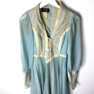 Gunne Sax By Jessica Mclintok Vintage 1970s Blue Prairie Dress,  Size 9 (medium)