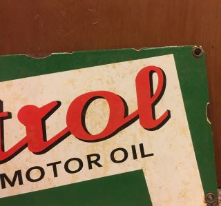 Vintage Large 17” Castrol Oil Gas Petroleum Porcelain Service Station Sign 5