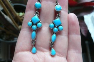 Vintage Sleeping Beauty Turquoise And Silver Earrings