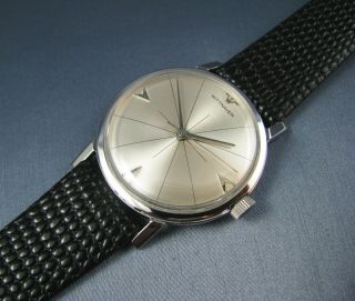 Vintage Longines Wittnauer Stainless Steel Crosshair Dial Mens Watch 17j 1960s