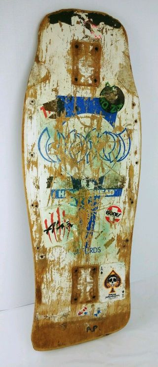 Vintage Christian Hosoi Hammerhead Skateboard Deck White & Blue