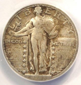 1923 - S Standing Liberty Quarter 25c Coin - Anacs F15 Details - Rare Date