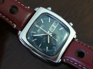 Vintage mens Seiko Monaco automatic chronograph 7016 - 5001 all rare 10