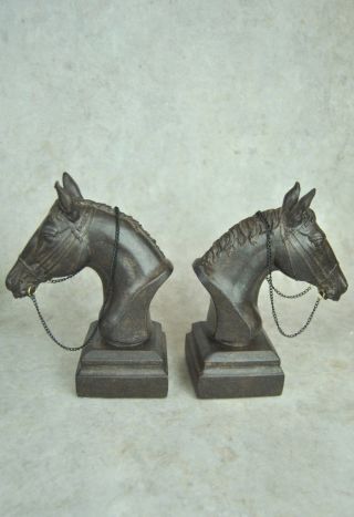 Book Ends Vintage Style Horse Head Heavy Bookends Bronze Black Distressed