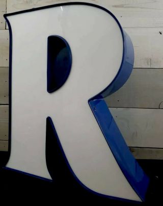 18 " Lg Vintage Sign Letter " R” Salvage Marquee Industrial From Drug Store 5 " D