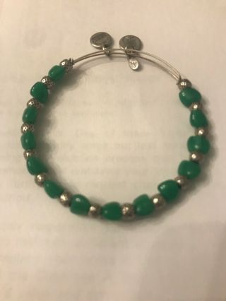 Rare Alex And Ani Vintage Beaded Bracelet Green/silver