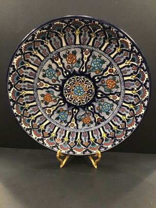 16.  5” Talavera Plate Platter Charger Vtg Mexican Pottery Folk Art Hand Painted