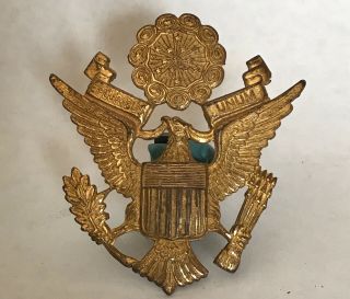 Vintage Wwii Us Army Military E.  Pluribus Unum Eagle Officer Hat Pin Badge