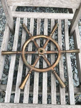 Vintage Marine Wheel Bronze Spoked Early 20th Cent Wooden Launch.