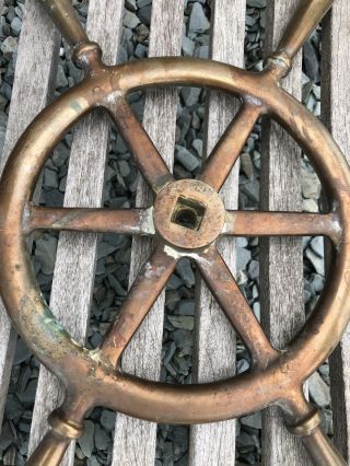 Vintage Marine Wheel Bronze Spoked Early 20th Cent Wooden Launch. 2