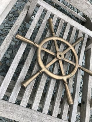 Vintage Marine Wheel Bronze Spoked Early 20th Cent Wooden Launch. 3