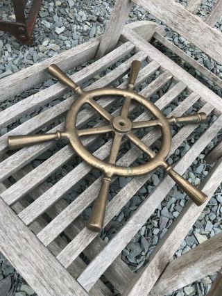 Vintage Marine Wheel Bronze Spoked Early 20th Cent Wooden Launch. 4