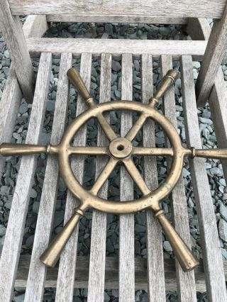 Vintage Marine Wheel Bronze Spoked Early 20th Cent Wooden Launch. 5