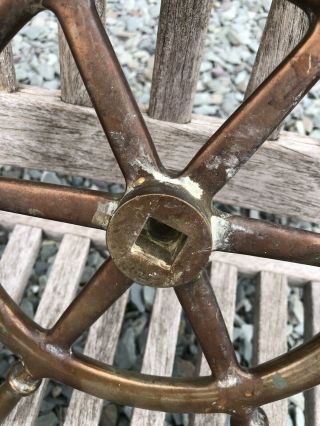 Vintage Marine Wheel Bronze Spoked Early 20th Cent Wooden Launch. 6