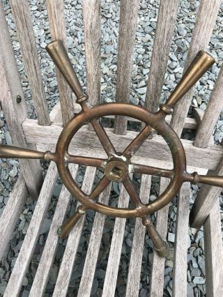 Vintage Marine Wheel Bronze Spoked Early 20th Cent Wooden Launch. 8