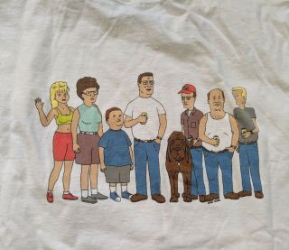 Vintage King Of The Hill Shirt Large/xl White Fox Hank Hill 1997 S/s Mike Judge