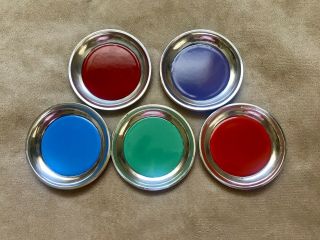 Towle Sterling Silver Enamelled Coaster Set Of 8