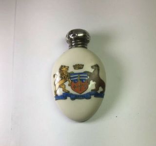 Antique Victorian 1904 Sterling Silver & Porcelain Perfume Scent Bottle M26