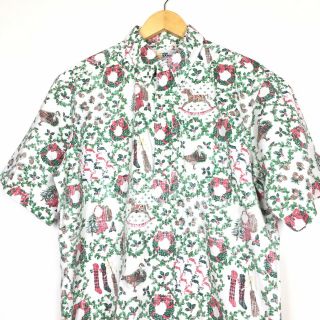 Rare Vtg 1984 Reyn Spooner Christmas Theme Aloha Camp Shirt Size L 2