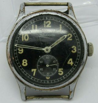 Vintage Helvetia Mens Dh Military Wrist Watch Black Dial General 82a