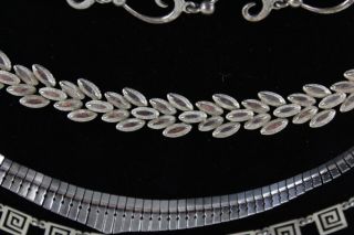 8 x Vintage.  925 Sterling Silver CHOKER NECKLACE inc Greek Key,  Modernist (219g) 6