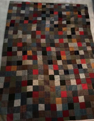 Hanna Hats Ireland Wool Patchwork Quilt Blanket 62”x 85” Vintage Rare