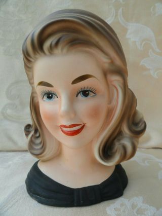 Vintage Head Vase Headvase 6 1/2 " High Inarco E - 2783 1960s Lady Smile With Teeth